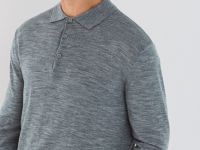 Джемпер поло из шерсти мериноса, Серый