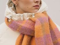 Шарф с добавлением шерсти в клетку