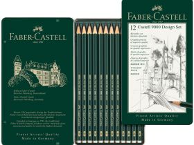 Набор карандашей чернографитных Faber-castell "CASTELL-9000" 12 шт (5B-5H) в металл коробке