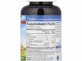 Carlson Labs, жевательные супер мармеладки с витамином D3, со вкусом натуральных фруктов, 25 мкг (1000 МЕ), 120 жевательных мармеладок