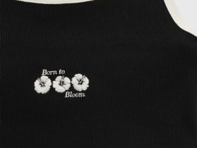 Топ с вышивкой для девочек, Черный
