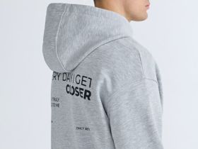 Худи с текстовым принтом, Серый