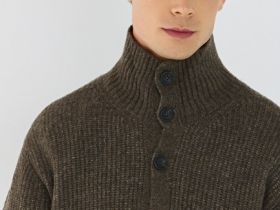 Кардиган с содержанием шерсти, Коричневый