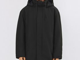 Удлинённая куртка с капюшоном, Черный