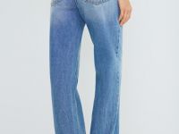 Прямые джинсы с высокой посадкой, Голубой