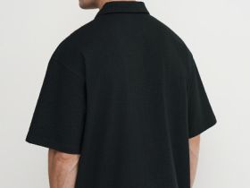 Поло из жатого хлопка, Черный
