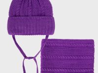 Комплект трикотажный для девочек: шапка, снуд