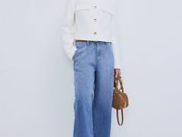 Однобортный укороченный жакет, Белый