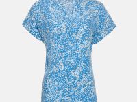 Блузка с коротким рукавом и цветочным принтом