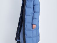 Пуховое пальто с капюшоном свободного силуэта