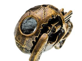 Бусина темлячная "Череп с пистолетом", латунь