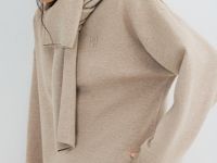 Джемпер с воротником-стойкой на молнии, Бежевый