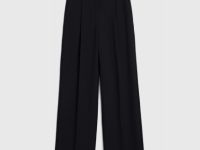 Прямые брюки со складками, Черный