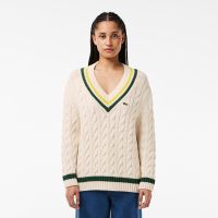 Женский вязаный свитер Lacoste c V-образным вырезом