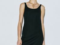 Льняное платье на широких бретелях, Черный