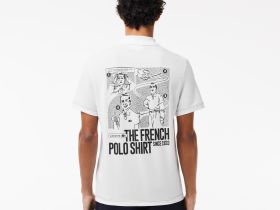 Мужское поло Lacoste с контрастным принтом