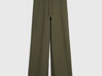 Прямые брюки с эластичным поясом, Зеленый