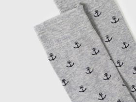 Высокие носки с жаккардовым рисунком, Серый