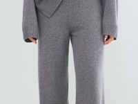 Широкие брюки из пряжи с ангорой, Серый