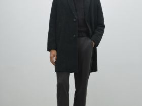 Однобортное пальто, Серый