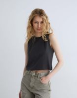 Серый базовый укороченный топ Глория Джинс