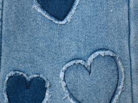 Брюки текстильные джинсовые утепленные флисом для девочек