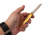 Нож складной Higonokami, 80 мм, сталь AoGami 3 слоя, рукоять латунь, золотистый