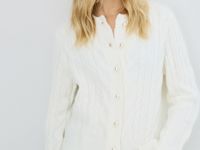 Кардиган из пряжи с шерстью, Бежевый