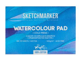 Альбом-склейка для акварели Sketchmarker 31х41 см 10 л 300 г, хлопок, среднезернистая