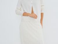 Юбка миди из пушистой ткани, Белый