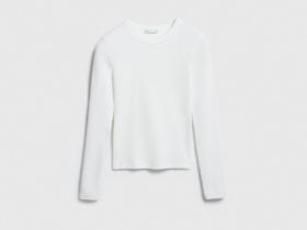 Лонгслив в рубчик, Белый