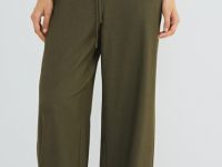 Прямые брюки с эластичным поясом, Зеленый