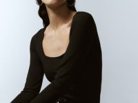 Боди с длинным рукавом, Черный