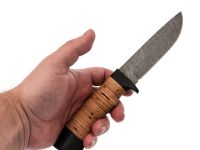 Нож Егерь, сталь дамаск, рукоять береста/граб