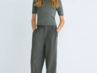 Вязаный джемпер с коротким рукавом для девочек, Серый