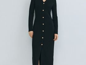 Вязаное облегающее платье, Черный