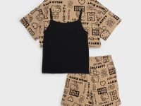 Комплект трикотажный для девочек: майка, шорты, фуфайка (футболка)