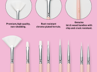 Набор кистей синтетика MIYA серия мини 8 шт, Розовая