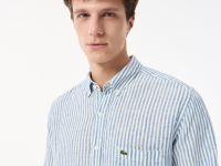 Мужская льняная рубашка Lacoste в полоску