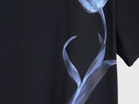 Футболка с цветочным принтом, Черный