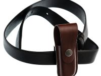 Чехол для складного ножа на пояс, 120 мм, кнопка, коричневый