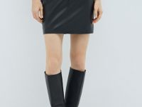 Мини-юбка из искусственной кожи, Черный