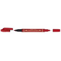 Маркер перманентный двухсторонний Pentel "Twin Tip New" 0,3-0,6/0,8-1,2 мм, красный