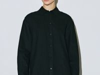 Рубашка с длинным рукавом из смесового льна, Черный