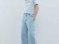 Футболка с цветочным принтом, Голубой