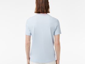 Мужская футболка Lacoste с воротником в полоску из эластичного хлопка