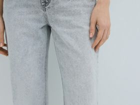 Широкие джинсы со средней посадкой, Серый