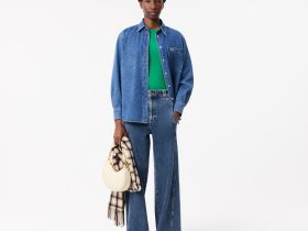 Женская джинсовая рубашка Lacoste оверсайз