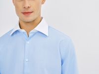 Рубашка с контрастным воротником, Голубой