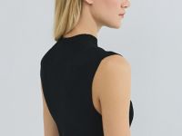 Вязаное платье в рубчик с горловиной-стойкой, Черный